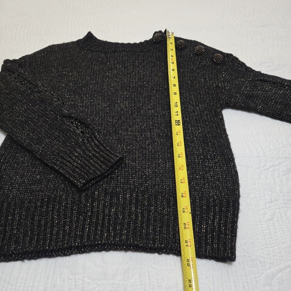 Democracy Metallic Knit Sweater Gold Embellished Deco Button Fancy Party NYE - Picture 7 of 12
